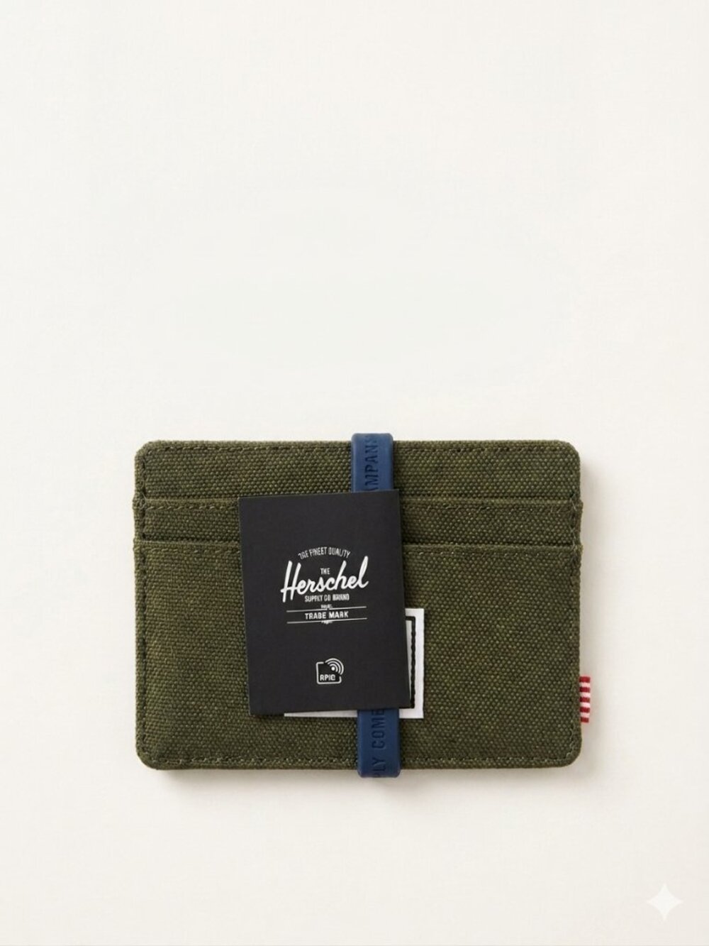Herschel Supply Company Army Green Wallet/Cardholder with Blue Rubber Band